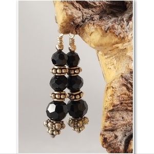 Black Swarovski & Bali Sterling Silver Earrings